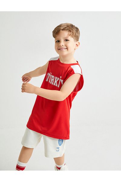 Koton Türkiyeye bedrucktes Oversize-Tanktop – Rundhalsausschnitt, Farbblock-Sportthema