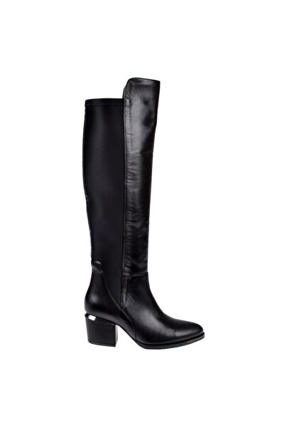 pullman Maximino Hakiki Deri Baldır Kısmı Likralı Kadın Çizme MX-158   SİYAH