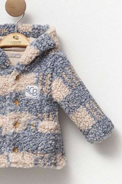 Cassiope Hooded Plaid Patterned Winter Thick Wellsoft Baby Boy Coat