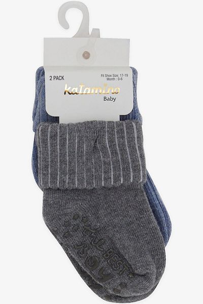 Katamino 6-2 Years Old Baby Boy Socks - Pack of 2, Mixed Color with ABS
