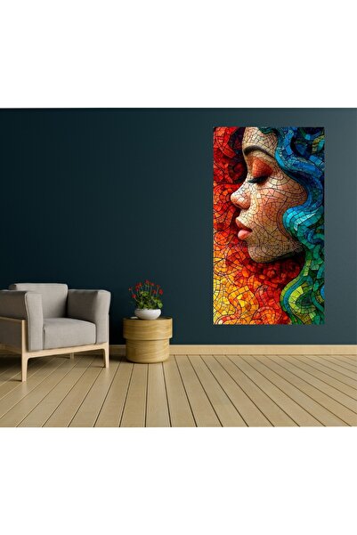 KanvasSepeti Mozaic abstract modern, pictură în ulei cu față colorată, textur...