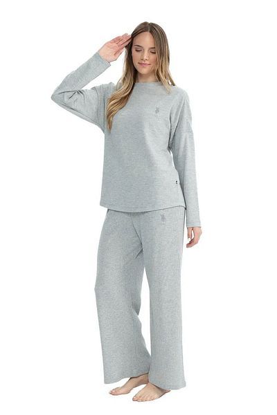 U.S. Polo Assn. Us Polo Assn. 17085 Women's Pajama Set - Soft Fabric, Long Sleeve, Round Neck - Grimelange
