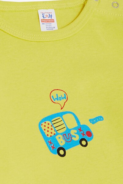 Breeze Car Printed Snap-On Bodysuit for Baby Boy - Neon Yellow, 9 Months-3 Years