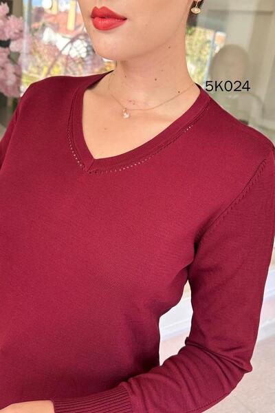 İnce Topuk V-Neck Knitwear Blouse 5K024