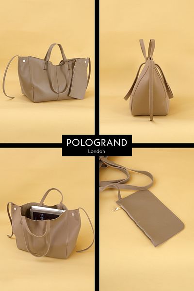 POLOGRAND London Επεκτάσιμη τσάντα χειρός και ώμου μεγάλου μεγέθους με αυθεντικό πολυτελές μαλακό δερμάτινο πορτοφόλι με πλαϊνούς μαγνήτες