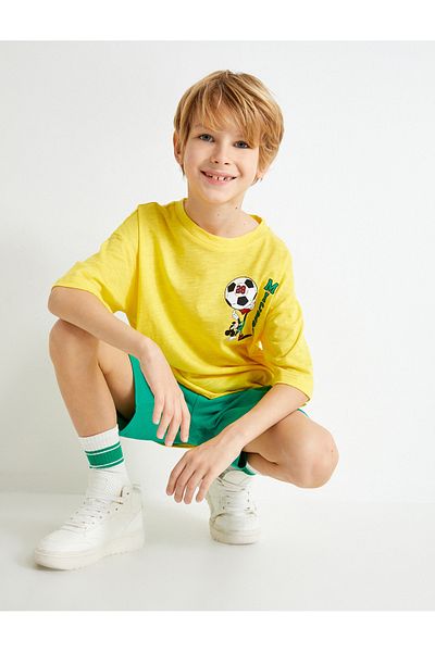 Koton Mickey Mouse Licensed Oversize Cotton T-Shirt - Short Sleeve, Crew Neck