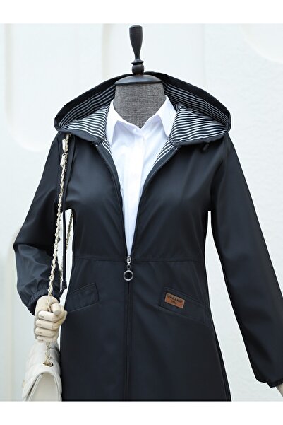 Modamorfo Torba Cepli Bondit Trençkot -Siyah