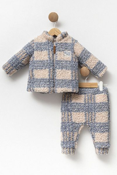 Cassiope Wellsoft Baby Boy Set - Plaid Print, Zip-Up and Thick Winter Jacket
