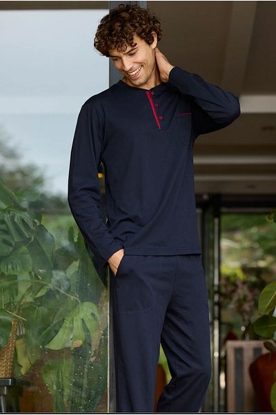 KLY Midi Collar Oversize Long Sleeve Plus Size Pajama Set 100% Cotton