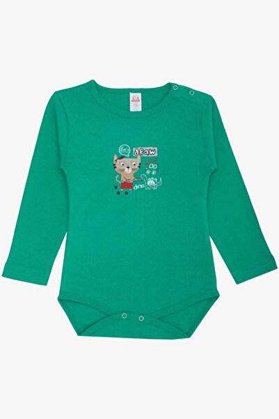 Breeze Erkek Bebek Çıtçıtlı Zıbın Body Ressam Kedicik Baskılı 9 Ay-3 Yaş, Yeşil