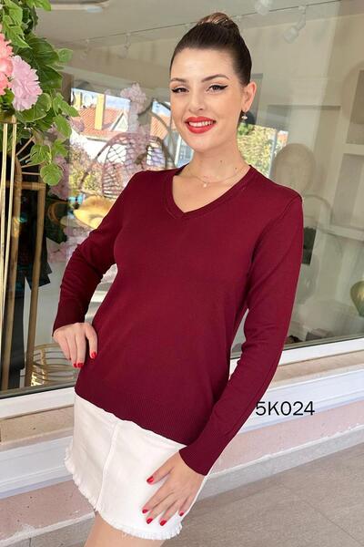 İnce Topuk V-Neck Knitwear Blouse 5K024