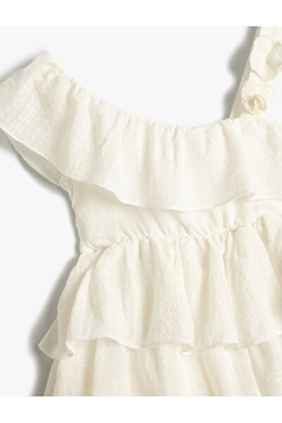 Koton Elbise Tek Omuz Fırfırlı Askı Detaylı