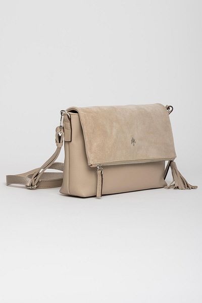 Jacquline Beige Suede Leather Women's Cross Bag Zd338