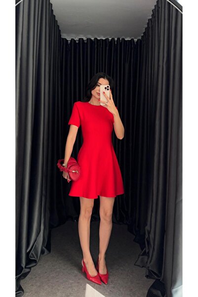 HAZELANNA فستان أحمر واسع مع خيوط خاصة