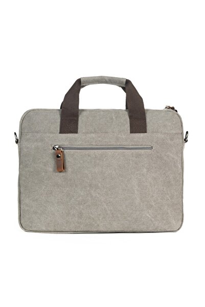 Necati Çanta Сиво тънко платнено куфарче за лаптоп 15,6 инча - с множество отделения