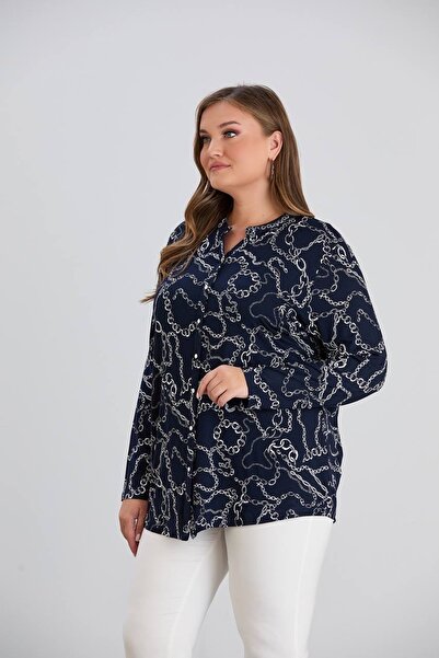 TUSSE Women's Patterned Viscose Classic Plus Size Blouse