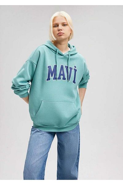 Mavi Γυναικείο φούτερ με πράσινη κουκούλα - M 1600361