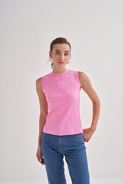 inspiration Ribbed Knitwear Tank Top Pink