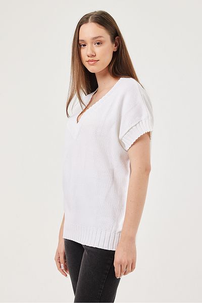 POODLE Women's Knitted Detailed Woven Sweater