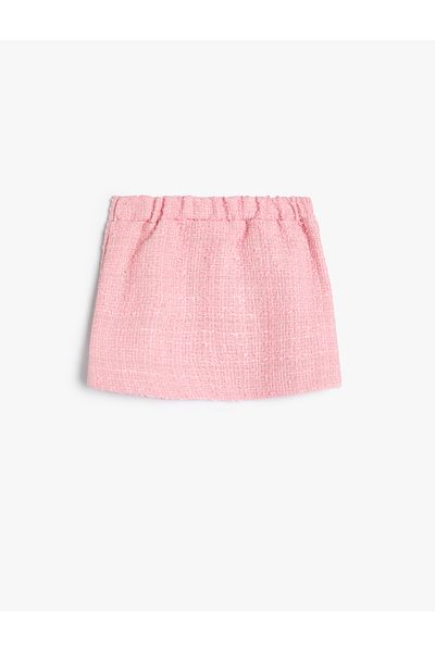Koton Tweed Skirt - Pearl Button and Pocket Detail