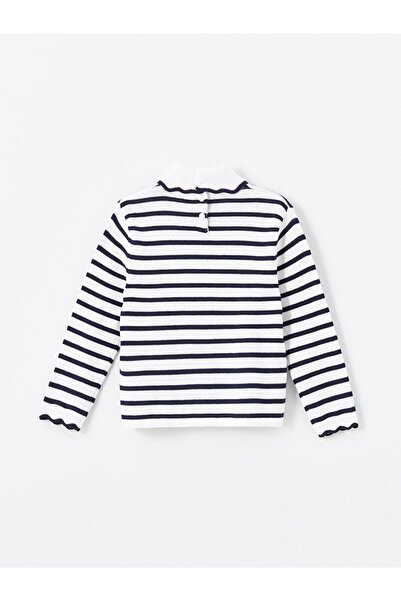 LC Waikiki LCW baby Çizgili Yarım Balıkçı Yaka Kız Bebek Triko Kazak