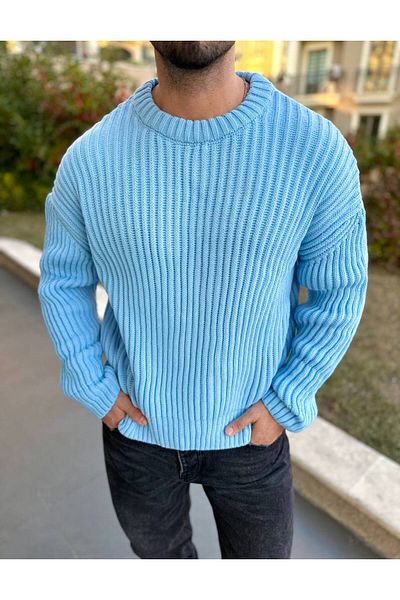 elkumoda Pulover supradimensionat, cu croiala lejeră, fără puf, cu decolteu, tricotaj, pulover