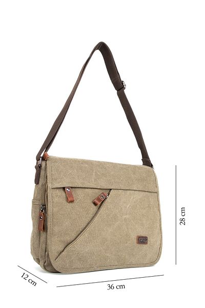Necati Çanta Τσάντα Messenger Khaki Color Waterproof Section για φορητό υπολογιστή 15,6 ιντσών - Πανί καμβά
