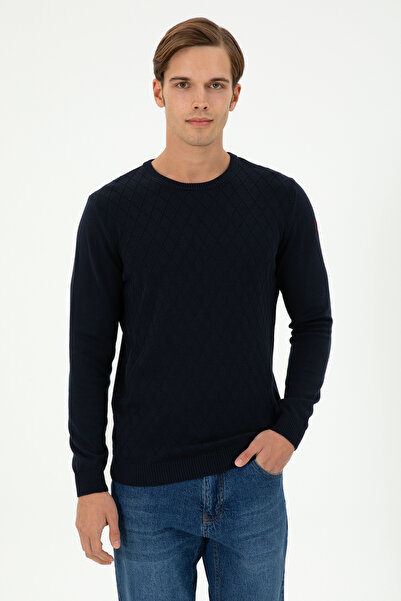 U.S. Polo Assn. Men's Slim Fit Crew Neck Navy Blue Sweater 50297055-Vr033