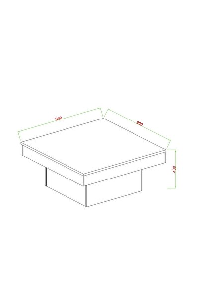 AYMOBSAN Medusa Kare, Modern Orta Sehpa, 90 Cm Sis Grisi