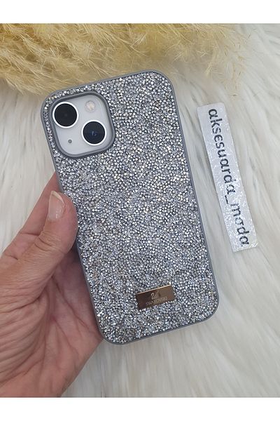Aksesuarda Moda Luxury Branded Swrovski Case with Stone Compatible with iPhone 13 - 14 - 15