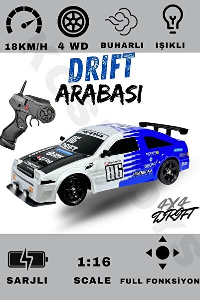 kosetoys Uzaktan Kumandalı Drift Arabası, 4 Çeker Sesli Işıklı Buhar Çıkartan...