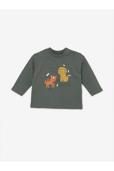 LC Waikiki LCW baby Crew Neck Long Sleeve Printed Baby Boy T-Shirt, Pack of 2