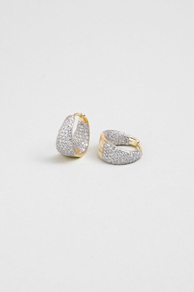 So CHIC... Minimalist Avangard 18 Ayar Sarı Altın Kaplama Gümüş Halka Küpe