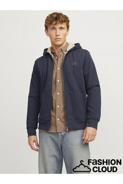 Jack & Jones Ανδρικό παλτό Navy Blue Jprblumason Teddy Sweat Zip Ln 12262125-Nightsky
