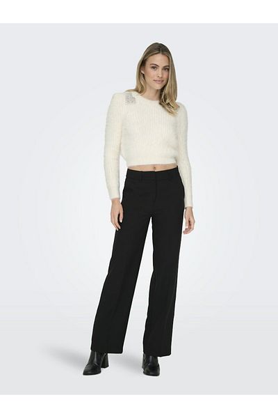 ONLY Beige Crop O-Neck Bling Sweater and Cardigan - Women's 15327597 -Clouddanc