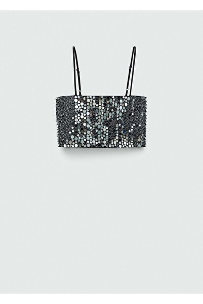 MANGO Woman Rövid blúz kristálykővel