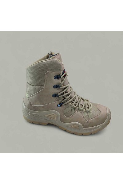 LIGHTINGHM Military Camping Tactical ΜΠΕΖ ΚΡΕΜ με φερμουάρ Εξωτερικές χειμερινές μπότες από συνθετικό δέρμα Tactical