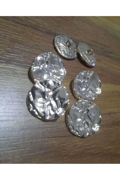 beynaaksesuar Gold Crinkle Circle Design Button 2.5 C m Metal Button Coat Trench Coat Jacket Button - Pack of 6