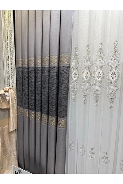 NİVEMESHOME Nivemeshome Likya Ft632120 V-5403 - Ασημί 1/3 Κουρτίνα με πλισέ φόντο APM