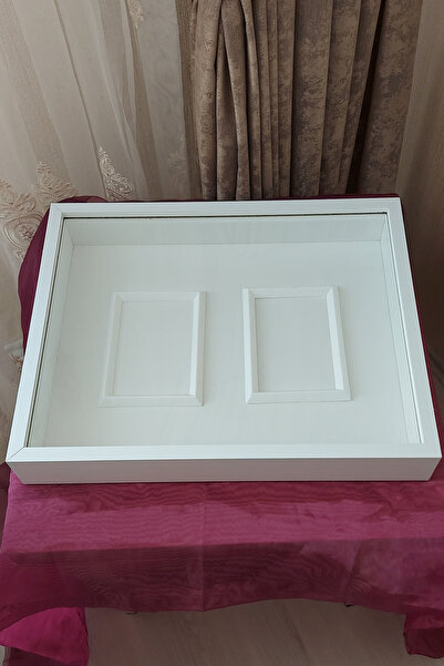 Verda Çerçeve 40X50 cm White Rose Memory Frame with Double Photo Sections! Photo Frame! Rose Memory Frame