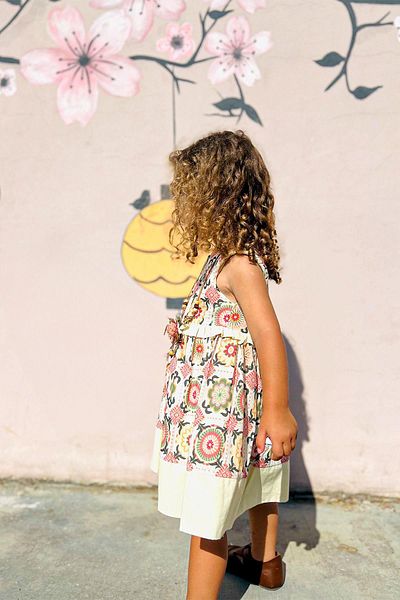 LULU Kids Rochie de vară fără mâneci „Aqua” cu imprimeu geometric pentru fete