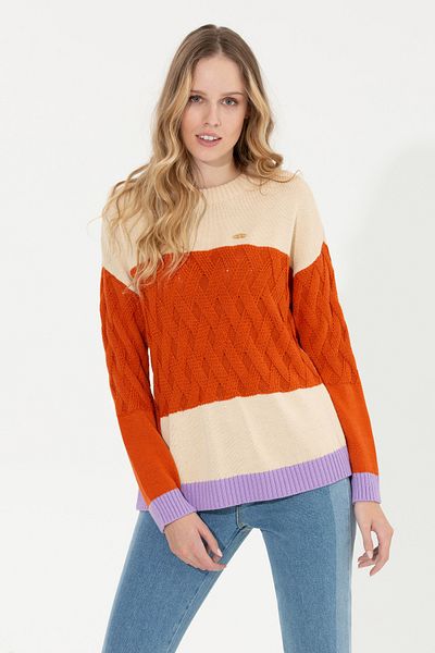 U.S. Polo Assn. Women's Cream Melange Crew Neck Sweater 50254223 -Vr159
