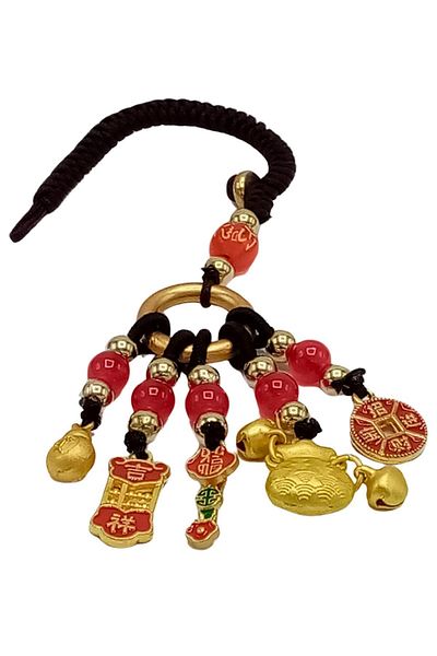 Dünyadan Hediyeler Feng Shui Metal Five Figure Keychain - No.2