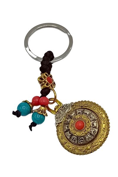 Dünyadan Hediyeler Feng Shui Figure Metal Keychain with Rotary Calendar No.3
