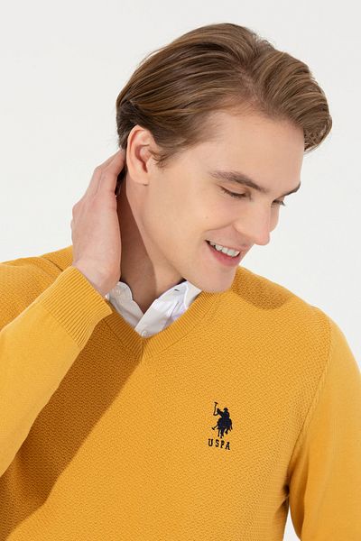 U.S. Polo Assn. Ανδρικό πουλόβερ με λαιμόκοψη V με λαιμόκοψη βασικά πλεκτά 50251877 -vr043