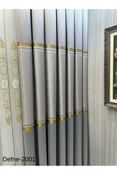 NİVEMESHOME Nivemeshome Laurel Silver Ft 614166   V-2001 1/3 Κοντά πλισέ κουρτίνα φόντου Apm