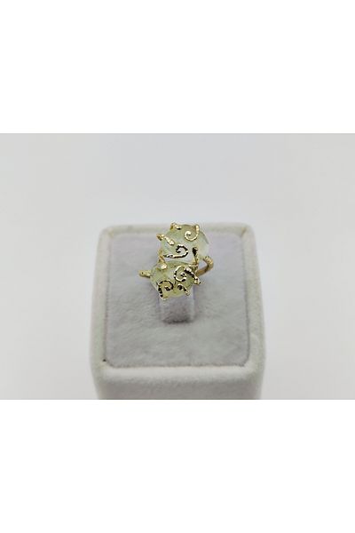 Alina Jewelry Adjustable Gemstone Ring Set |   Prehnite, Coral, Rhodolite, Tiger Eye, Jade