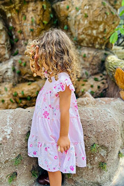 LULU Kids " Akasya " Çiçek Desenli Kolsuz Yazlık Kız Çocuk Elbise