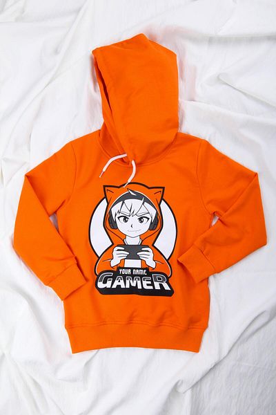 Perendi Φούτερ με κουκούλα με πορτοκαλί Gamer Printed Relaxed Fit