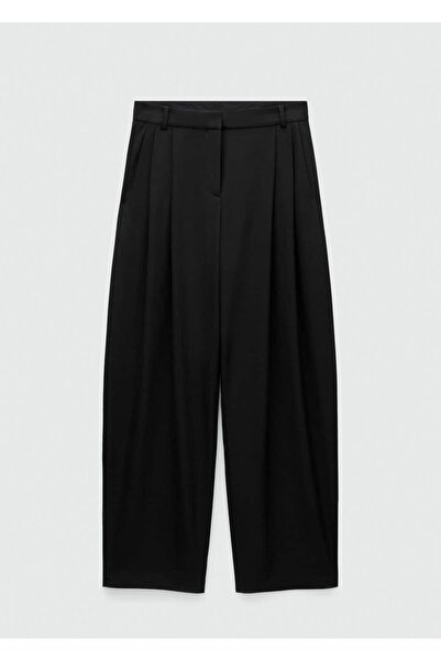 MANGO Woman Pili detaylı yün pantolon